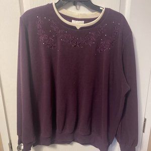 alfred dunner star print womens large sweater pullover J191